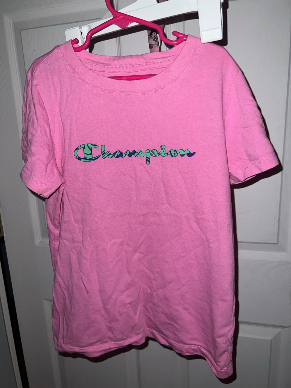 Champion Pink Logo Short Sleeve Tee